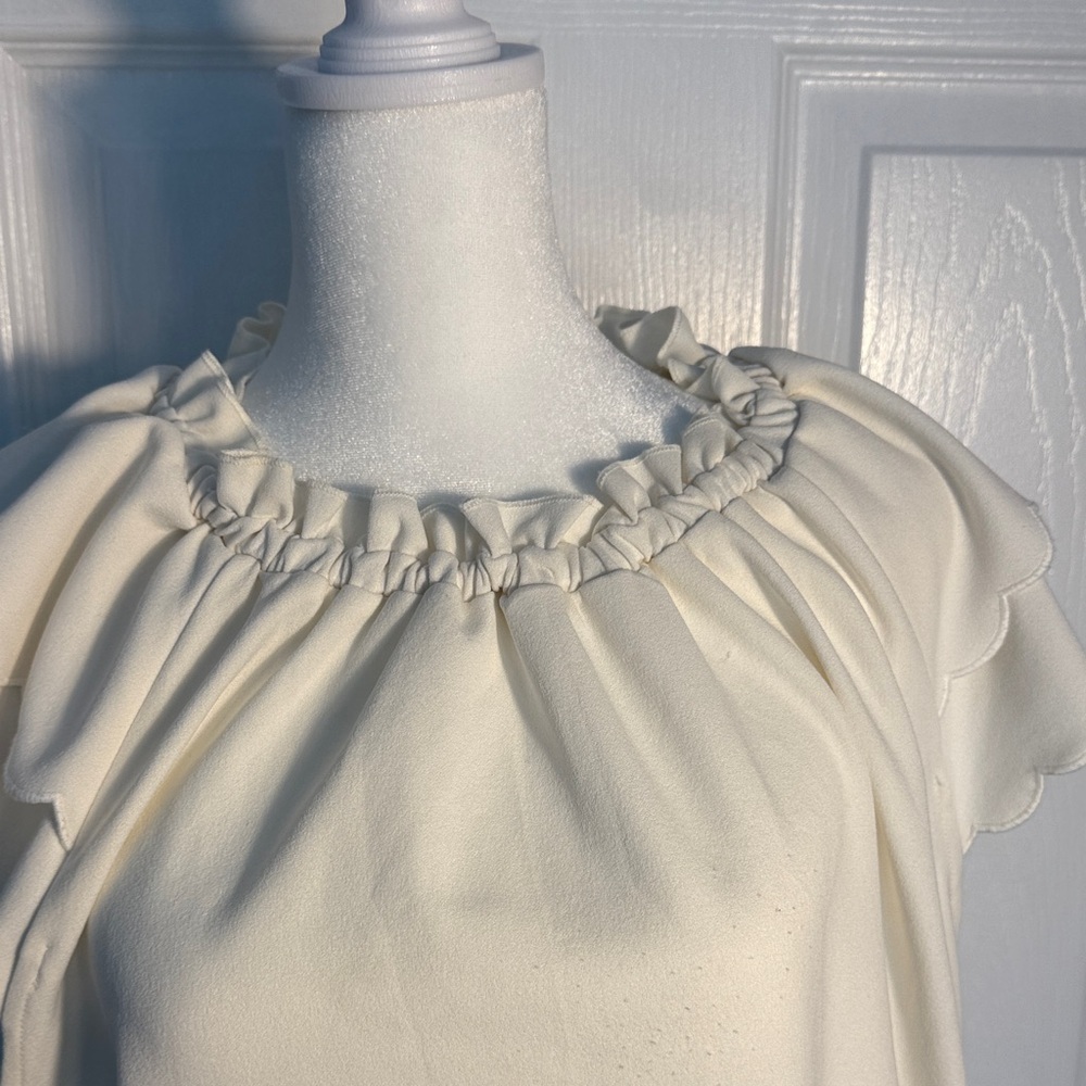Ann Taylor Ivory Ruffle Sleeve Blouse - Picture 2 of 7